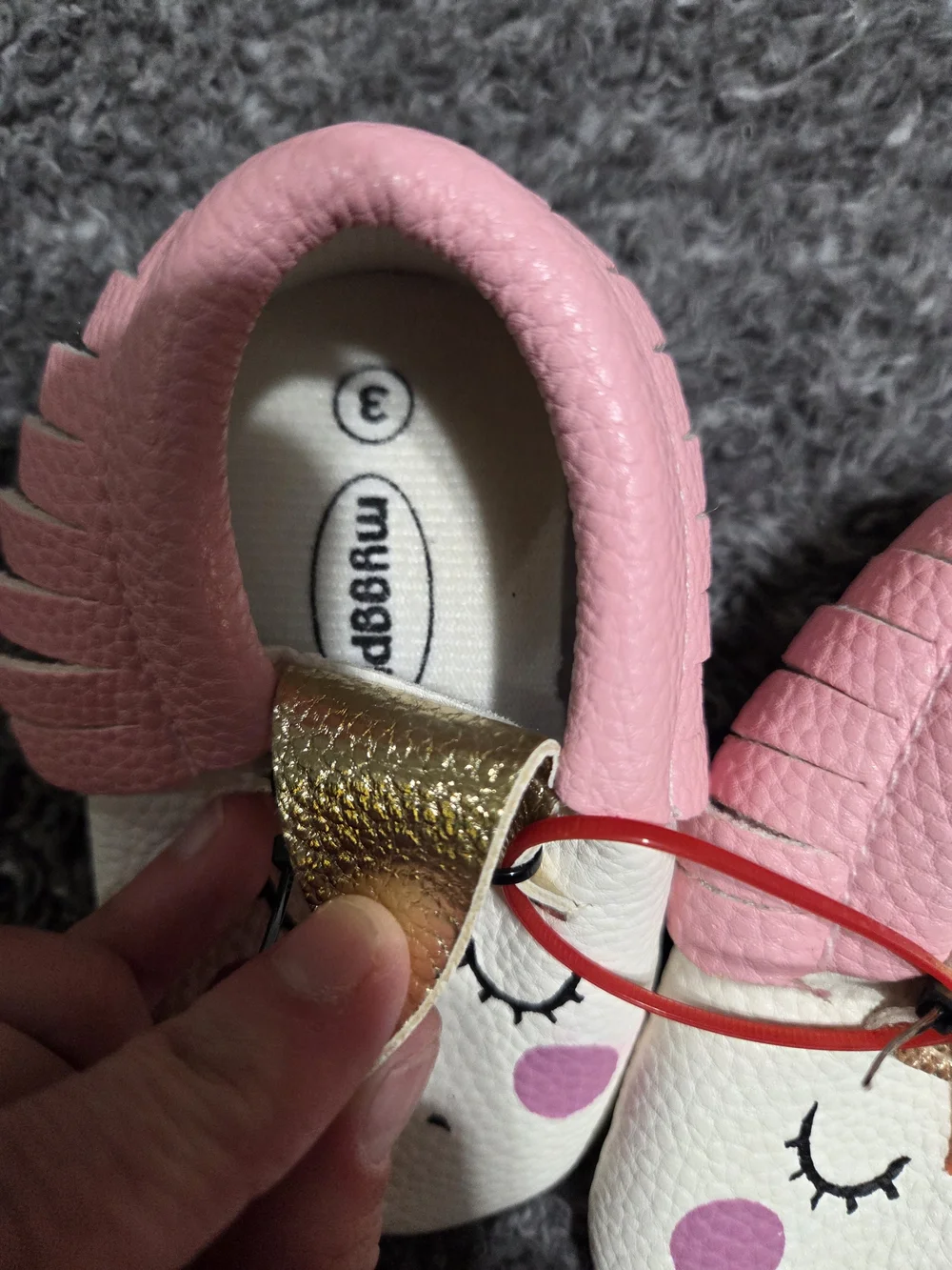 Baby Unicorn Moccasins - Pink, White & Gold